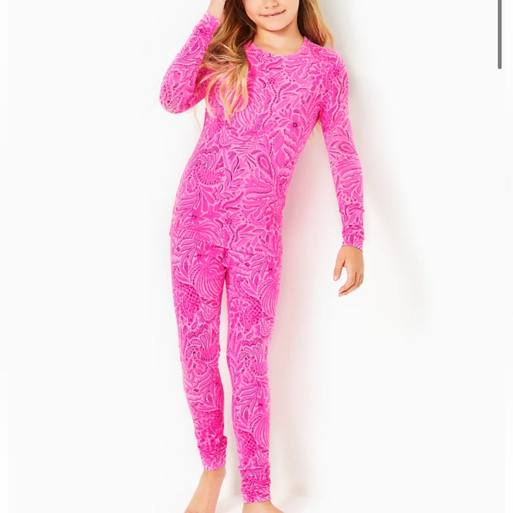NWT Lilly Pulitzer Sammy Pajama Set Girl’s 2 Cerise Pink Pinkie Promises Sleep